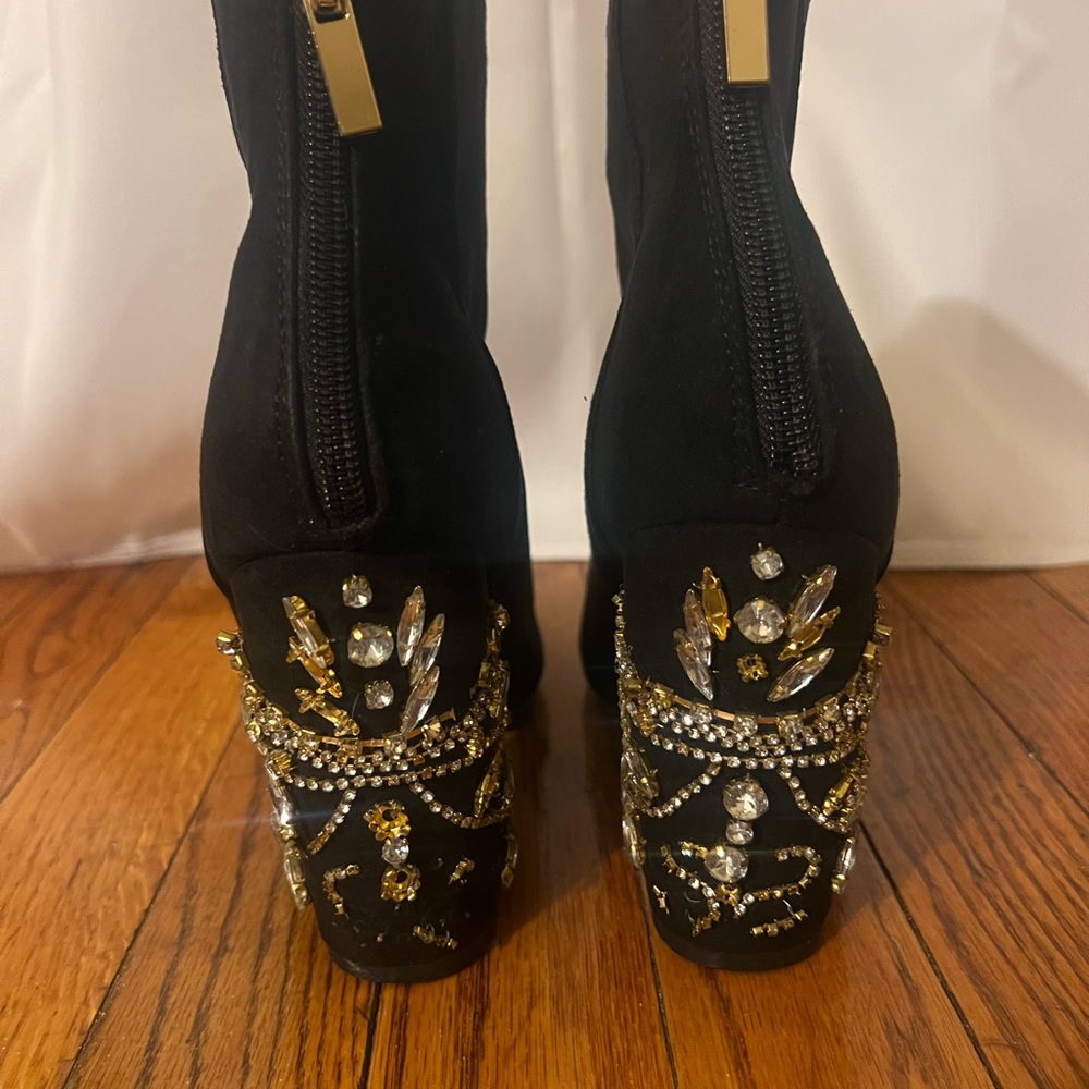Shoe Dazzle Black Embellished Heeled Boots